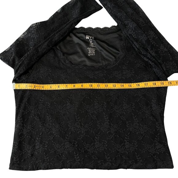 Madden NYC Lace Whimsigoth Crop Top Womens Size XXL Black Fairy Grunge Witchy - Picture 7 of 8